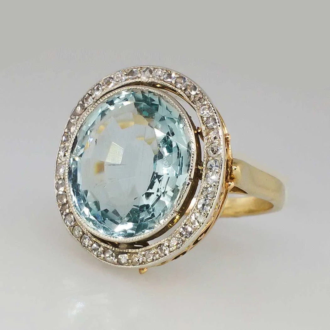 Oval Cut Halo Statement Ring Vintage Cocktail Ring Elegant Bridal Ring Timeless Luxury Stackable Jewelry Anniversary Gift For Women