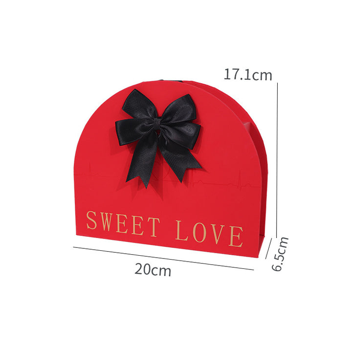 Semicircular Arch Rose Soap Flower Jewelry Gift Box Bow Decor Flip‑Top Romantic Jewellery Present Case