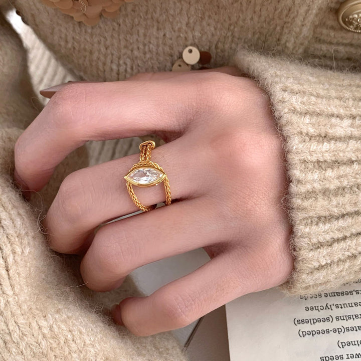 Vintage Marquise Diamond Soft Ring Minimalist Unique Stackable Pull Adjustable Index Finger Ring