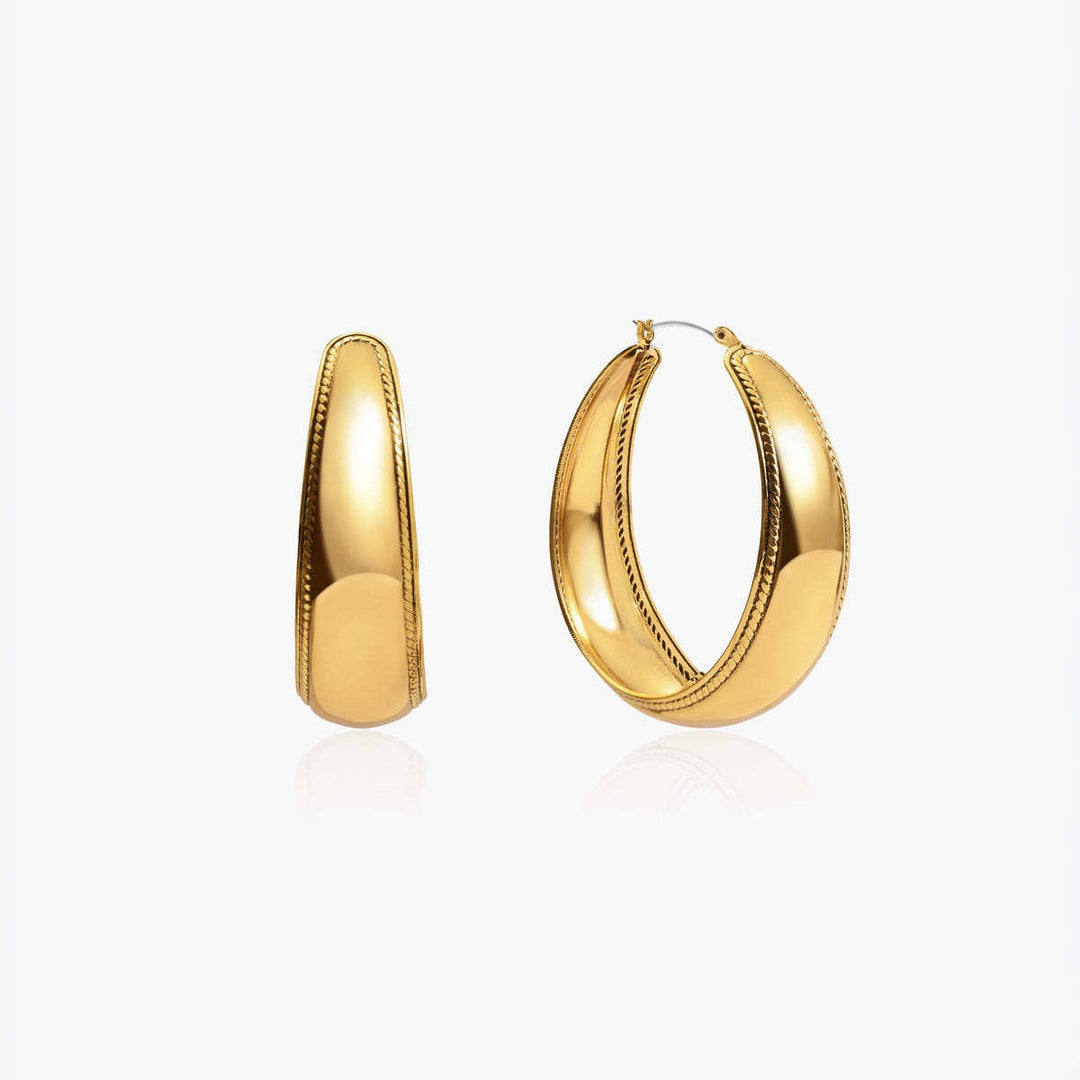 Wide Band Hoop Earrings Pure Silver Ear Pin Vintage Textured Large Circle Earrings For Women