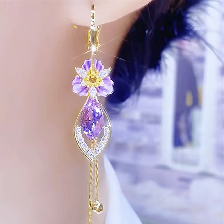 Floral Tassel Drop Earrings Elegant Statement Dangle Jewelry For Women
