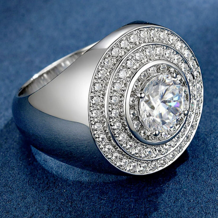 Multi Layer Halo Cluster Diamond Ring Bold Thick Hip Hop Mens Finger Ring
