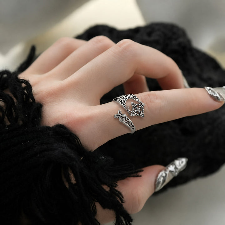 Celtic Knot Moon Open Ring Retro Ethnic Style Personalized Finger Ring