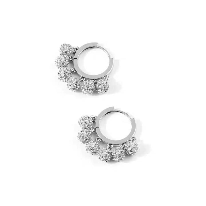 Luxury Tassel Diamond Ball Huggie Earrings Dainty Dangle Women Earrings