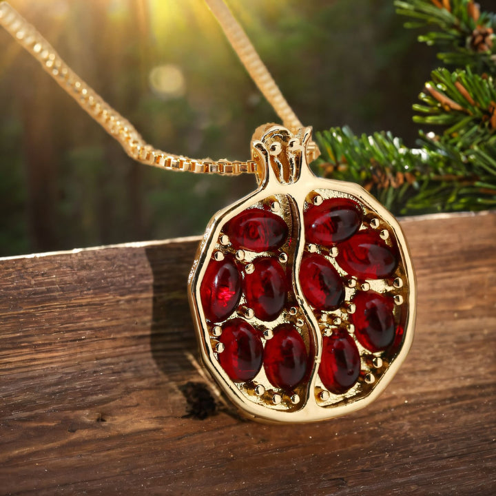 Pomegranate‑Shaped Red Gem Hook‑Earring & Pendant Set Retro Themed Women’s Jewelry