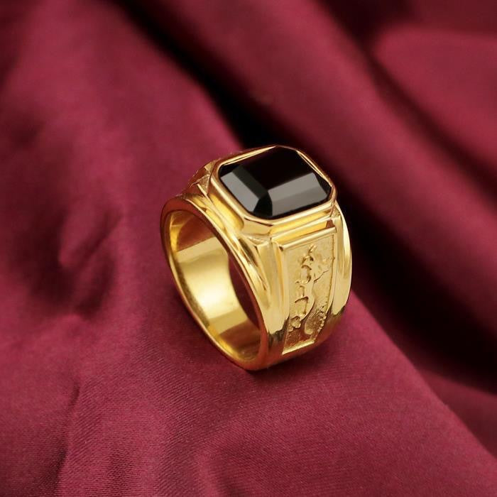 Wide‑Band Square Men’s Ring With Multi‑Color Gemstones Embossed Pattern Statement Band