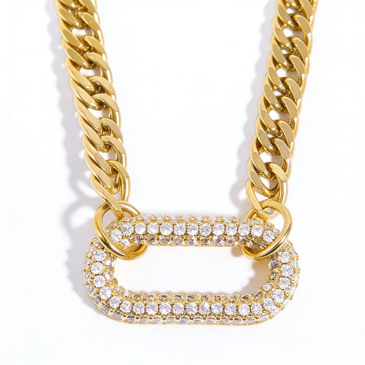 Paperclip Inlaid Diamond Cuban Chain Necklace Chunky Statement Choker Dainty Stackable Trendy Wrist Jewelry Gift For Women