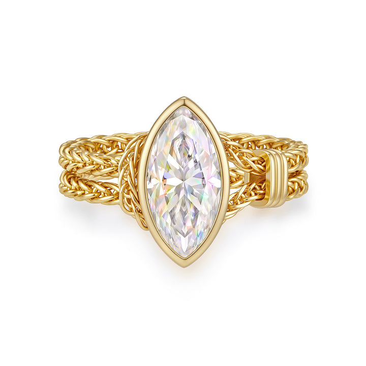 Vintage Marquise Diamond Soft Ring Minimalist Unique Stackable Pull Adjustable Index Finger Ring