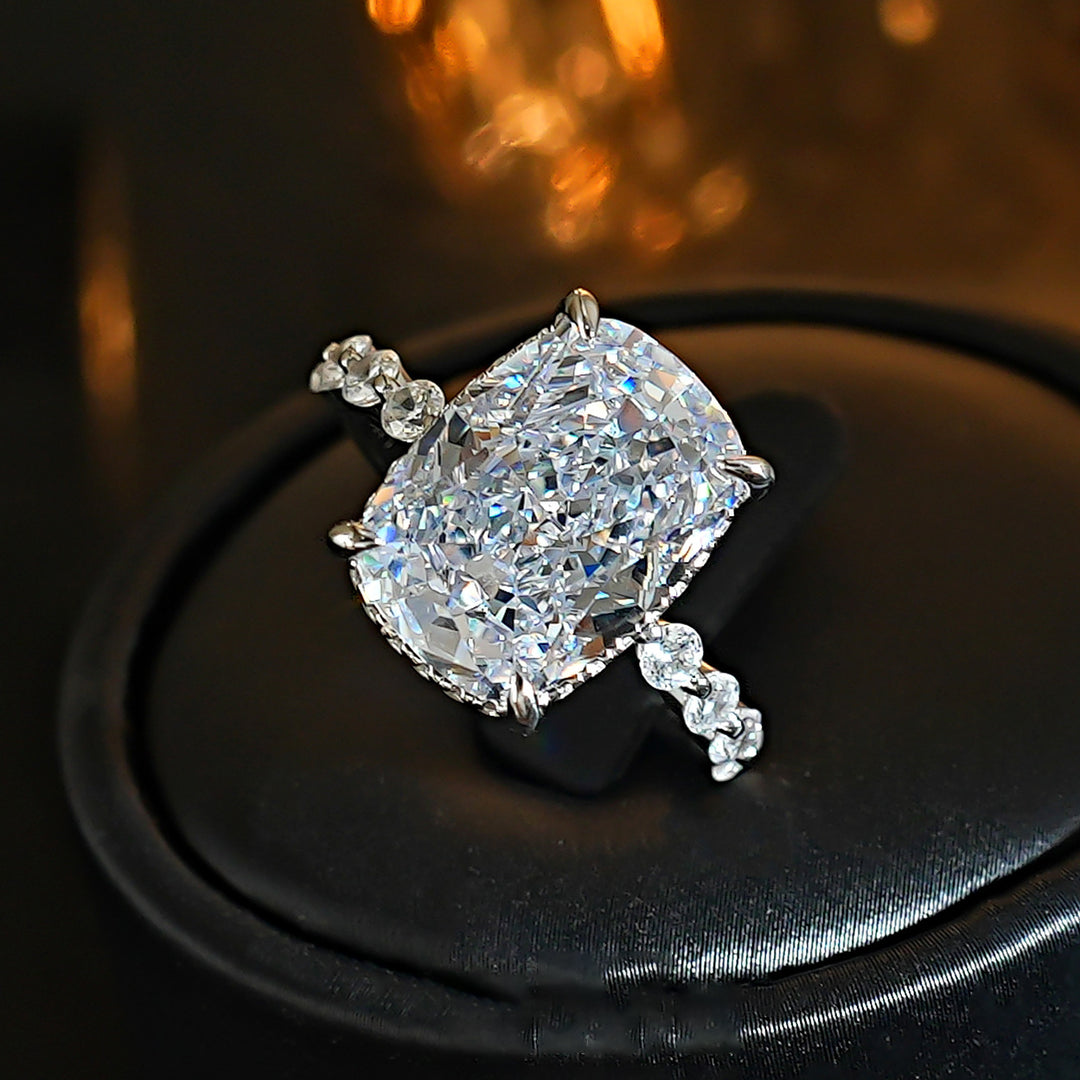 Elongated Cushion Cut Diamond Engagement Ring Women Four Prong Vintage Promise Ring
