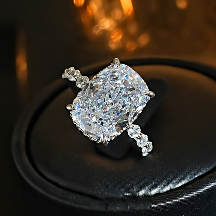 Elongated Cushion Cut Diamond Engagement Ring Women Four Prong Vintage Promise Ring