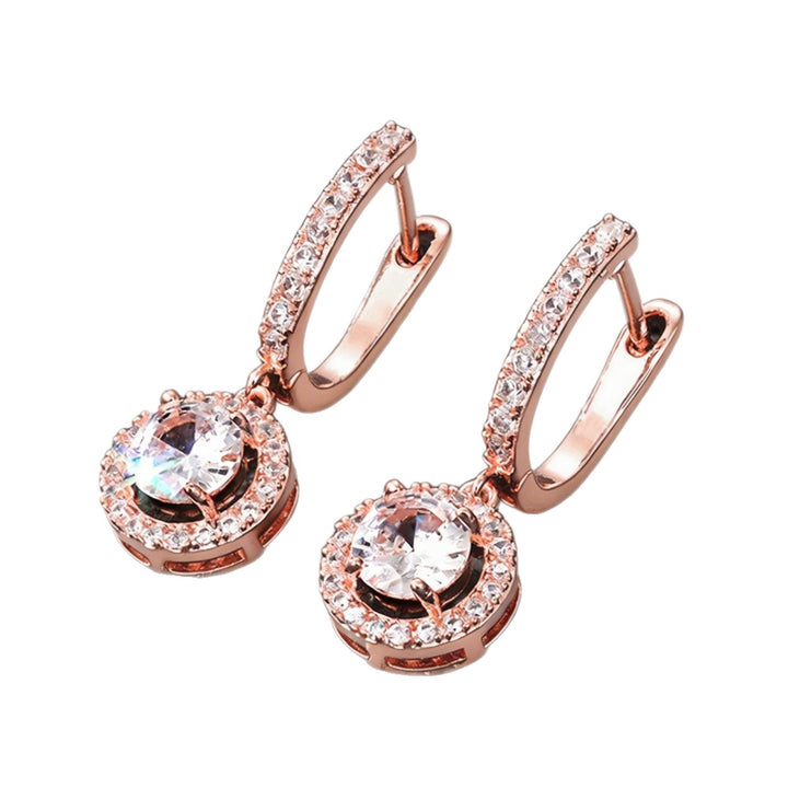 Round Halo Diamond Drop Dangle Hoop Earrings For Women Wedding Party Statement Jewelry