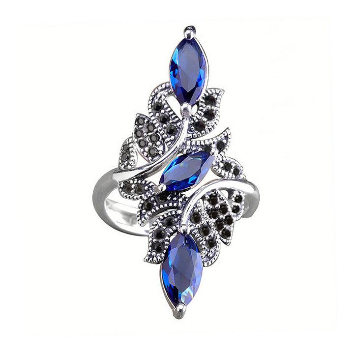 Leaf Shape Statement Ring Marquise Cut Gemstone Cocktail Ring Vintage Floral Design Ring Elegant Party Jewelry Anniversary Gift For Women