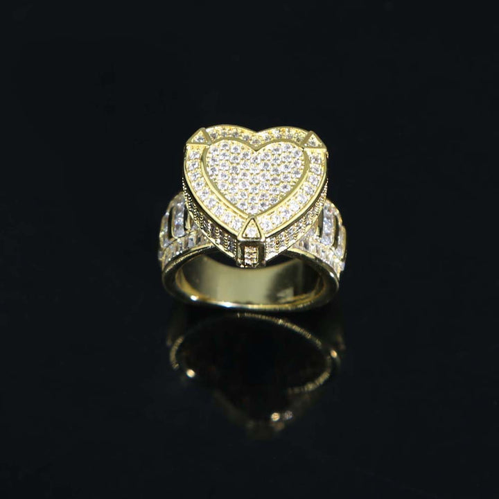 Heart Shape Diamond Ring Iced Out Statement Ring Hip Hop Promise Ring Bold Luxury Cocktail Fine Jewelry