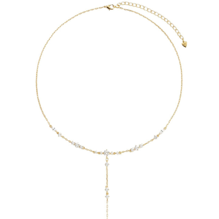 Diamond Y Drop Necklace Delicate Adjustable Lariat Chain Necklace For Women