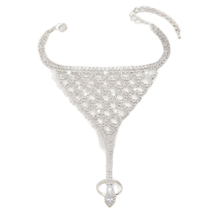 Luxury Mesh Full‑Paved Diamond Hand Chain, Elegant Party Finger‑Connected Bracelet