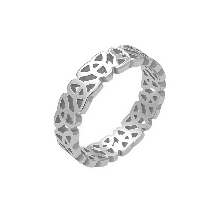 Celtic Knot Solid Silver Band Ring Hollow Interwoven Knot Eternity Ring For Men Women