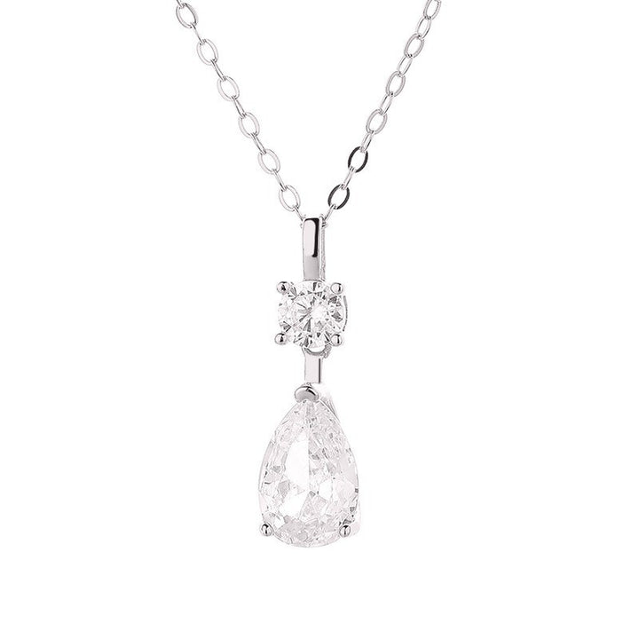 Pear‑Shaped Double‑Diamond Pendant Necklace Minimalist Luxurious Women’s Choker