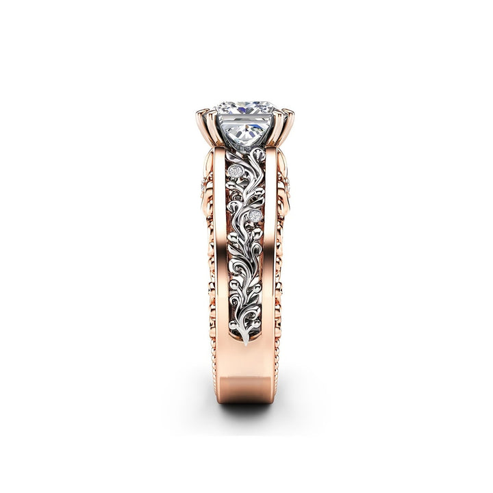 Vintage Celtic Pattern Couple Jewelry Ring Set Ornate Carved Diamond Wedding Band For Lovers