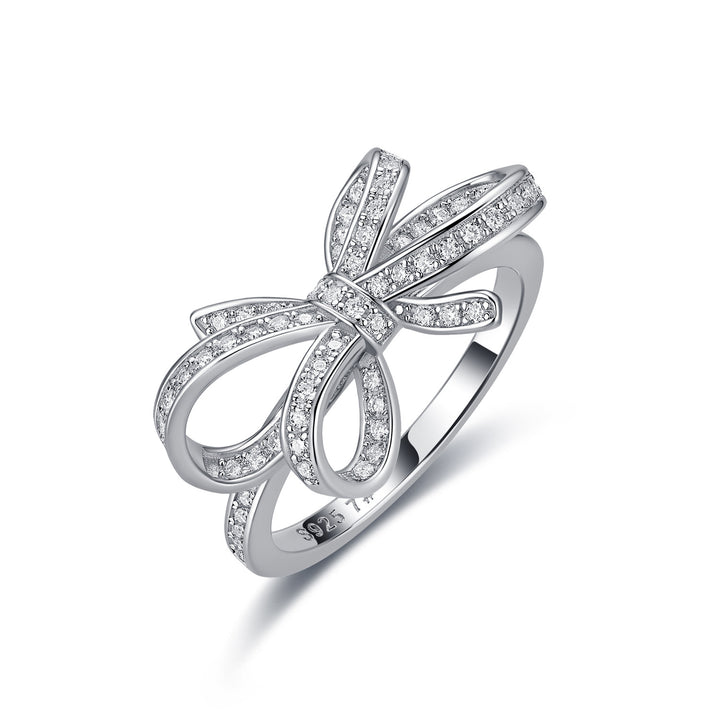 Bowknot Diamond Statement Ring For Women Wedding Anniversary Cocktail Party Fashion Jewelry