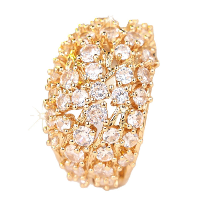 Multi Diamond Twig Wide Band Cocktail Ring Women Organic Branch Statement Ring Two Tone Jewelry
