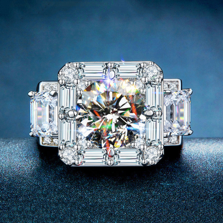Hip Hop Square Halo Diamond Statement Ring Luxury Iced Out Wide Band Ring For Men Fashion Party Jewelry
