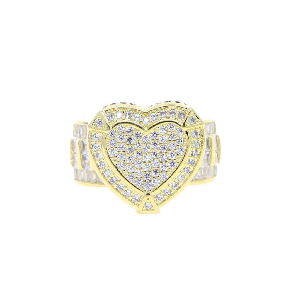 Heart Shape Diamond Ring Iced Out Statement Ring Hip Hop Promise Ring Bold Luxury Cocktail Fine Jewelry