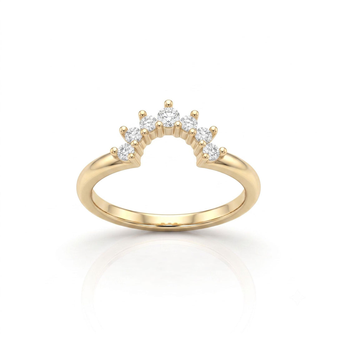 2 Piece Oval Diamond Bridal Ring Set Women Crown Curved Wedding Band Engagement Ring Set
