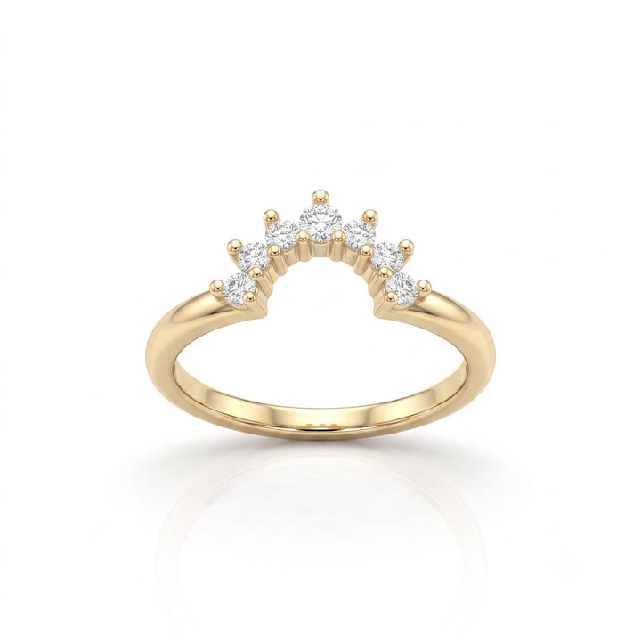 2 Piece Oval Diamond Bridal Ring Set Women Crown Curved Wedding Band Engagement Ring Set