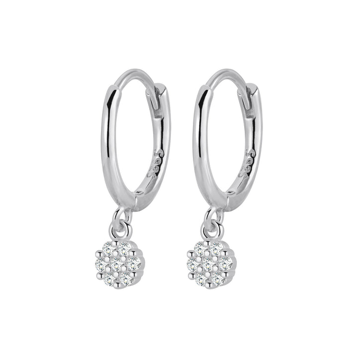 Flower Cluster Diamond Drop Huggie Earrings Dainty Dangling Hoop Earrings Minimalist Elegant Stackable Statement Ear Jewelry Trendy Gift For Women