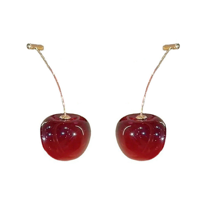 Vivid Cherry Drop Earrings Elegant Dangle Earrings Trendy Statement Ear Jewelry For Women Party Dating Daily Wear