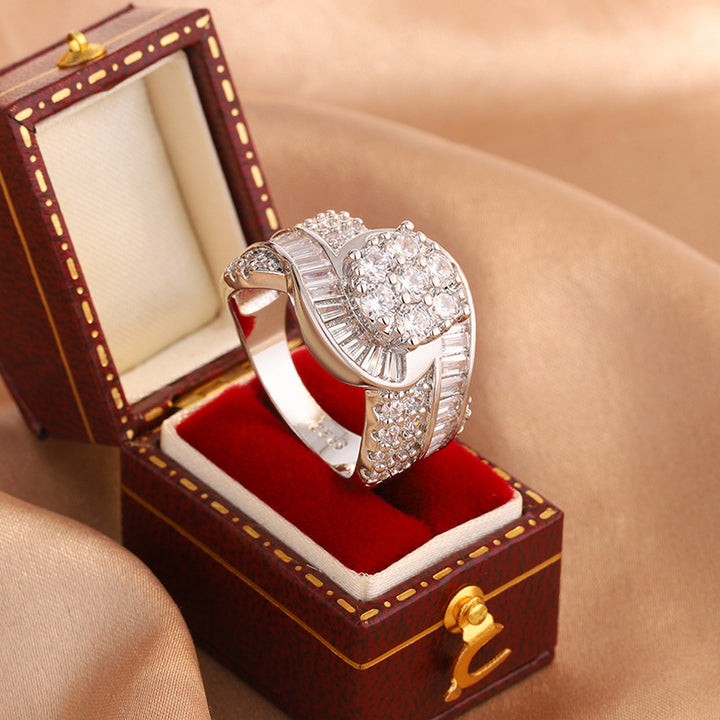 Twist Cluster Diamond Statement Ring For Women Wedding Engagement Party Luxury Cocktail Jewelry