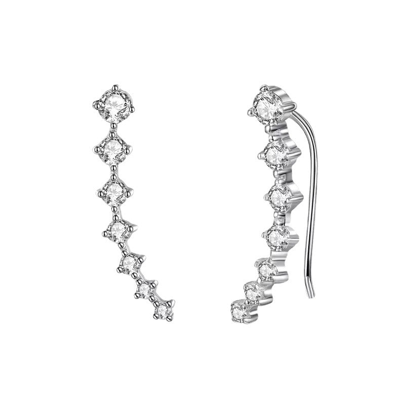Curved Climber Earrings For Women Linear Diamond Ear Crawler Statement Ear Jewelry