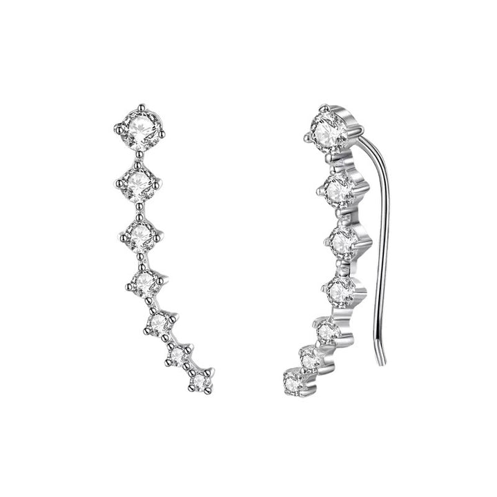 Curved Climber Earrings For Women Linear Diamond Ear Crawler Statement Ear Jewelry