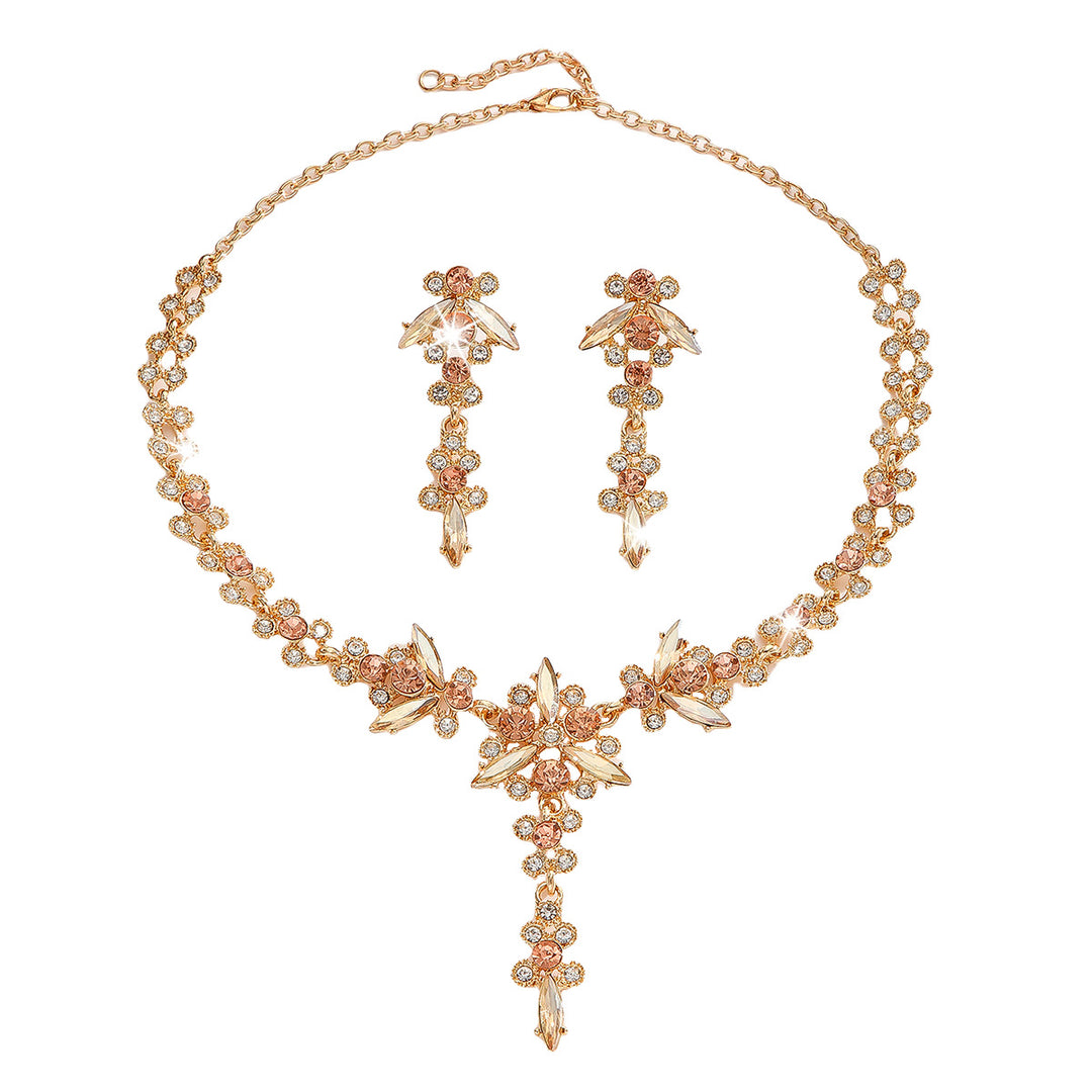 Vintage Floral Jewelry Set Statement Necklace And Drop Earrings For Women Wedding Banquet Evening Jewelry