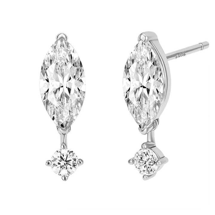 Marquise‑Cut Diamond Drop Earrings, Minimalist Elegant Earrings For Women