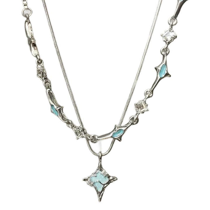 Dual‑Layer Stacked Star‑Motif Cool‑Tone Women’s Choker Necklace