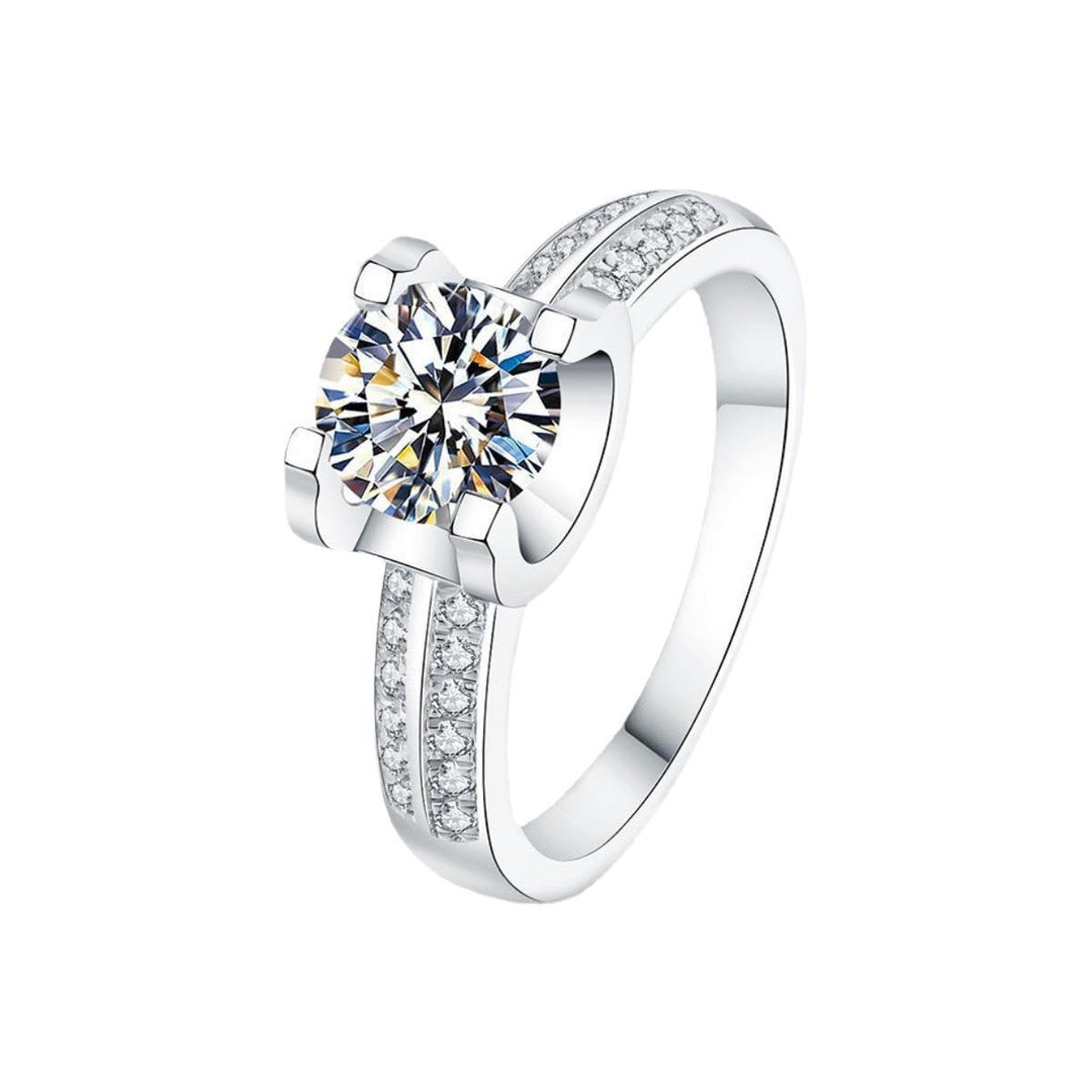 Square Pillow Four Prong Diamond Ring Double Row Paved Minimalist Luxury Promise Ring