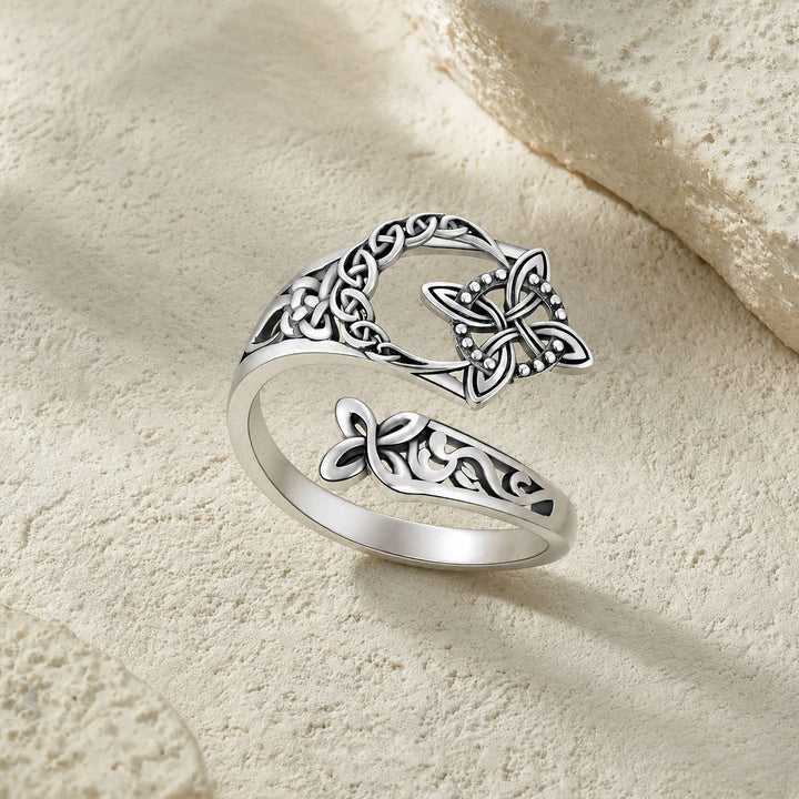 Celtic Knot Moon Open Ring Retro Ethnic Style Personalized Finger Ring
