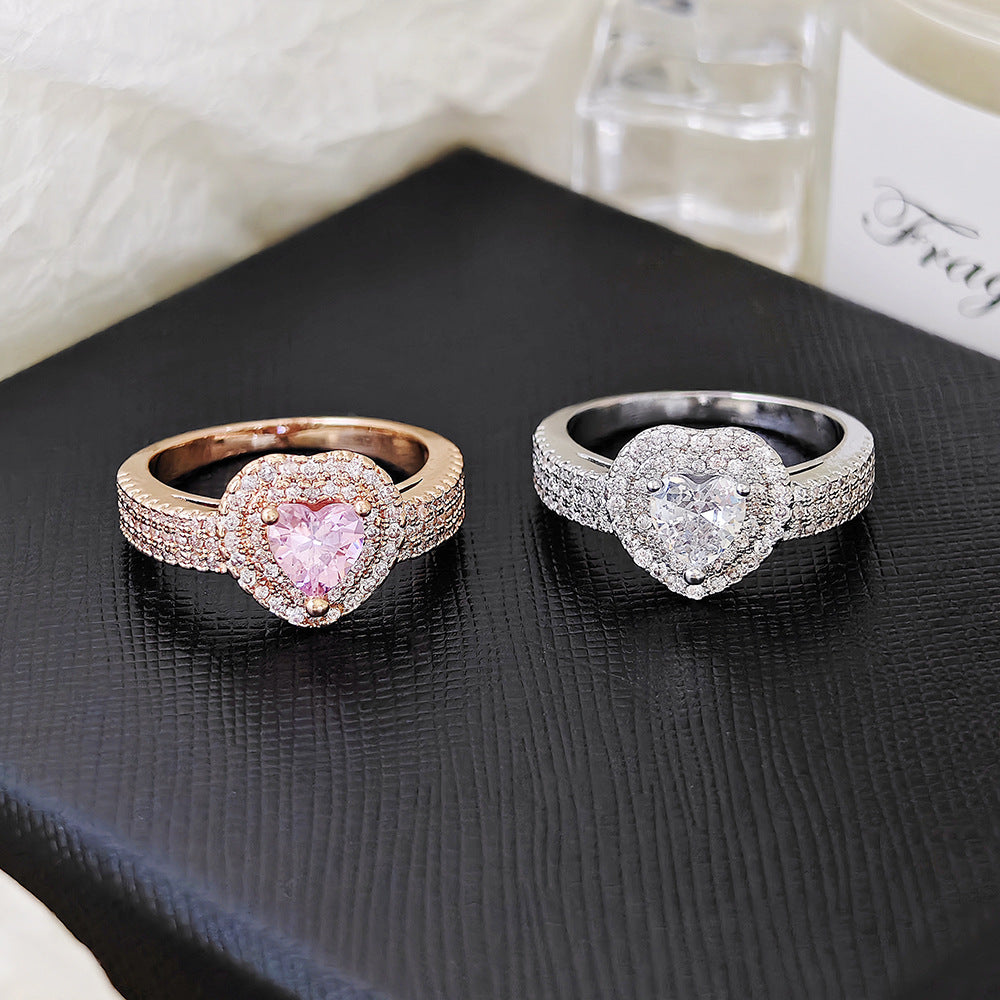 Heart Shape Diamond Halo Engagement Ring Multi Color Stone 2 Tone Options