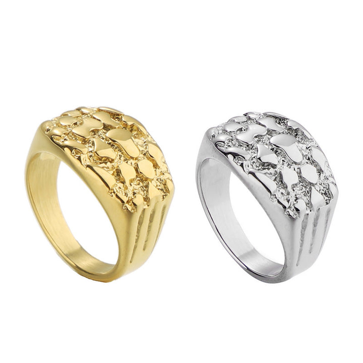 Hammered Textured Wide Solid Ring Vintage Heavy‑Duty Unisex Band
