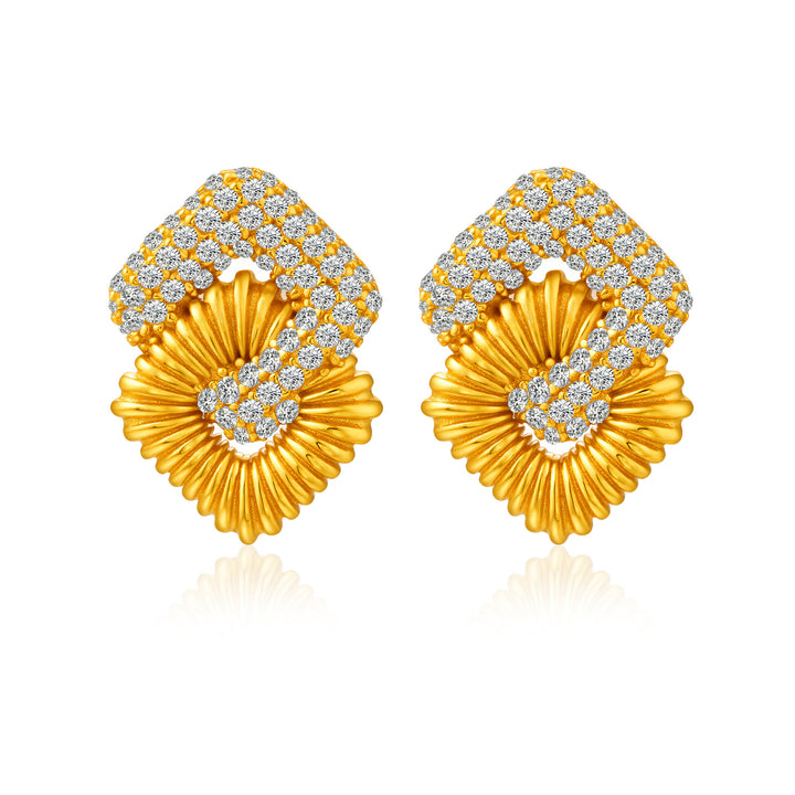 Vintage Interwoven Geometric Diamond Stud Earrings Textured Relief Women Earrings