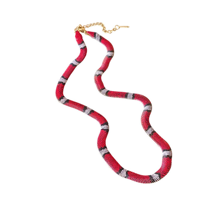 Snake Shape Statement Necklace Bracelet Set Textured Animal Pattern Choker Adjustable Trendy Unique Layered Fashion Jewelry Gift For Women