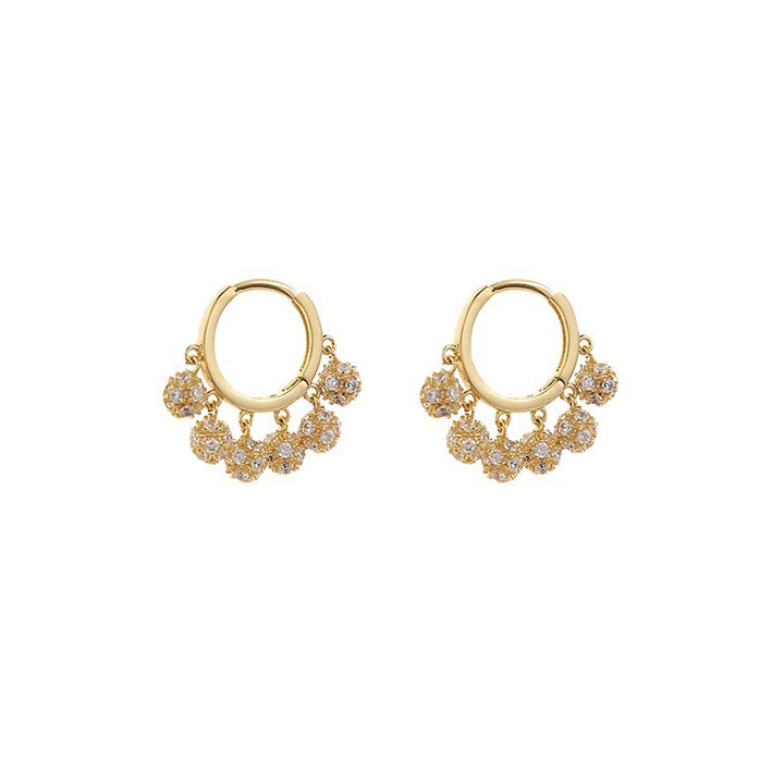 Luxury Tassel Diamond Ball Huggie Earrings Dainty Dangle Women Earrings
