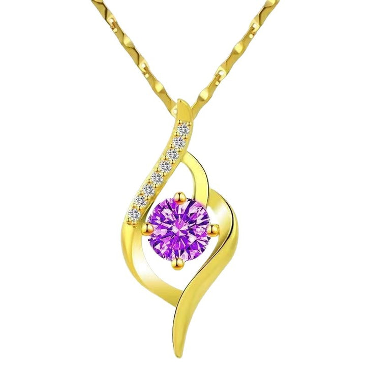 Twisted Curve Diamond Pendant Necklace Women Elegant Statement Solitaire Fashion Wedding Anniversary Gift Jewelry