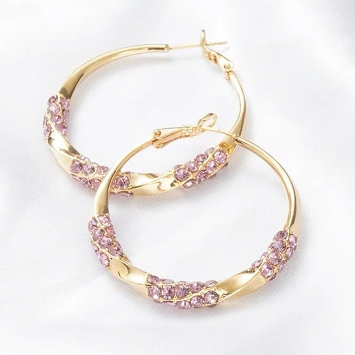 Twisted Pave Diamond Hoop Earrings Glitter Large Circle Earrings Trend Statement Stackable Versatile Fashion Ear Jewelry Gift For Women Daily Party Dating