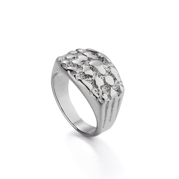 Hammered Textured Wide Solid Ring Vintage Heavy‑Duty Unisex Band