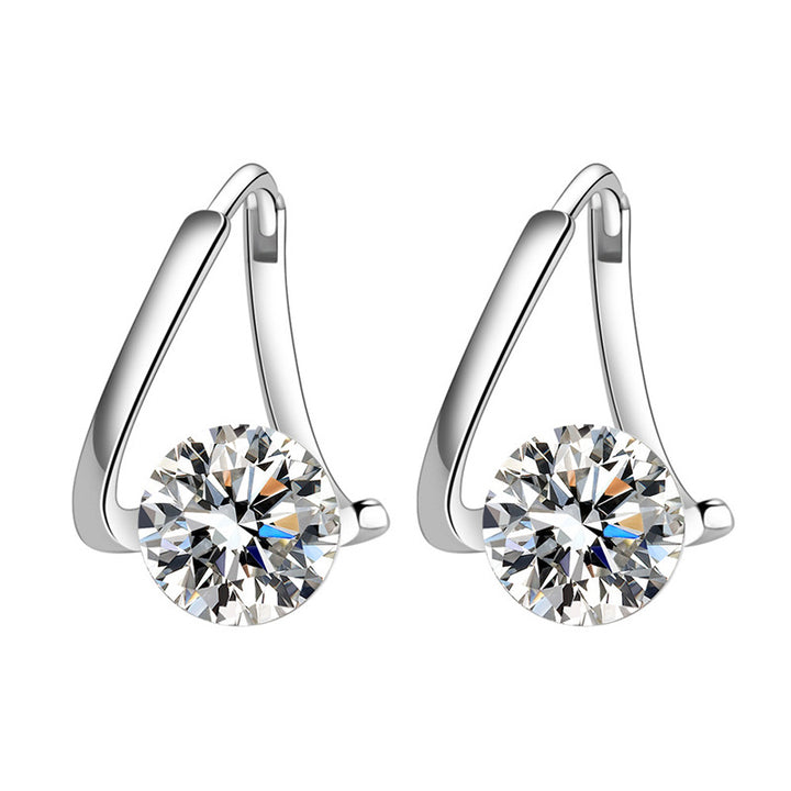 V Shape Round Diamond Huggie Earrings Multi Color Diamond