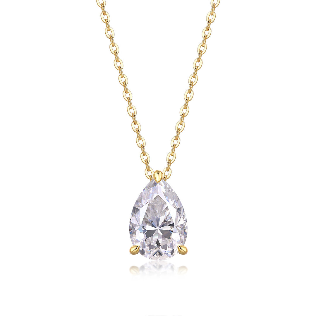 Teardrop Solitaire Prong‑Set Pendant Necklace Minimalist Collarbone Chain