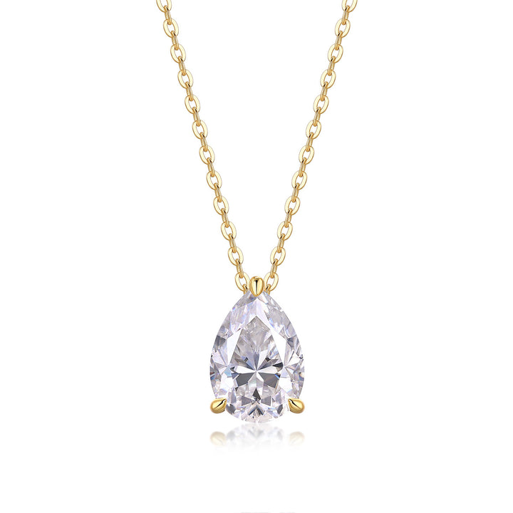 Teardrop Solitaire Prong‑Set Pendant Necklace Minimalist Collarbone Chain