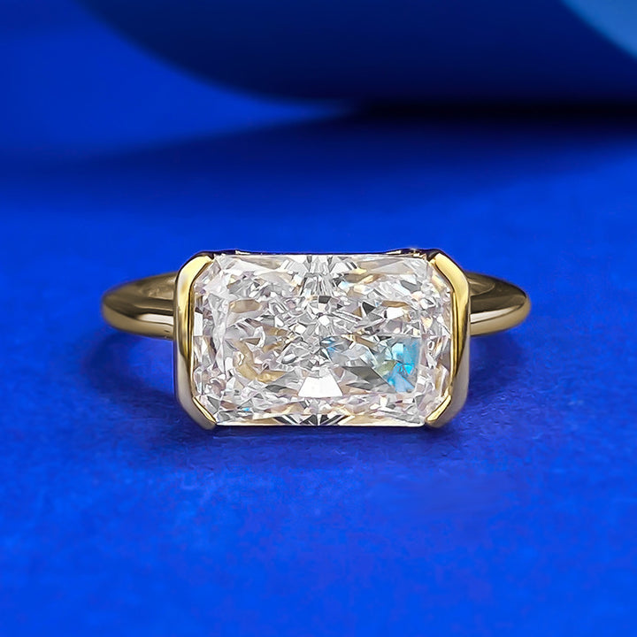 Radiant Cut Diamond Solitaire Ring Minimalist Bezel Setting Engagement Ring Timeless Statement Wedding Promise Ring Elegant Bridal Jewelry